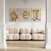 Horse Painting, Cowgirl Equestrian Wall Art キャンバスプリント