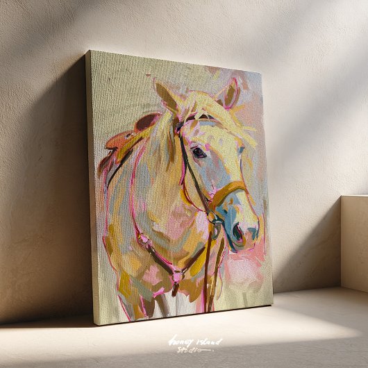 Horse Painting, Cowgirl Equestrian Wall Art キャンバスプリント