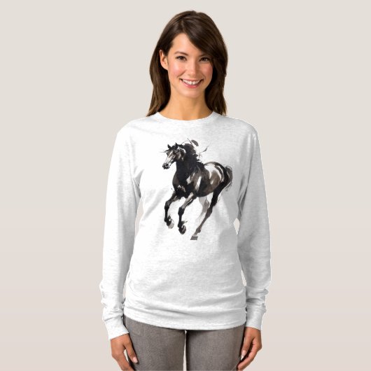 Horse Painting Long Sleeves Top Tシャツ (正面フル)