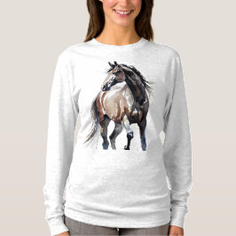 Horse Painting Long Sleeves Top Tシャツ