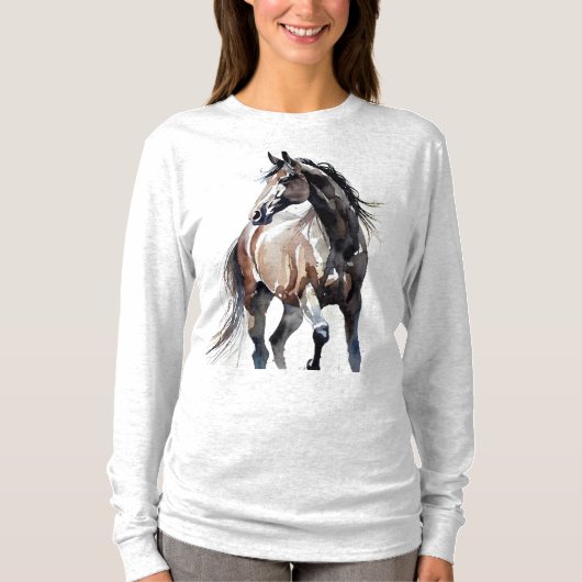 Horse Painting Long Sleeves Top Tシャツ (正面)