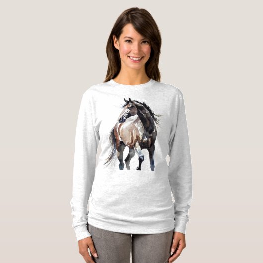 Horse Painting Long Sleeves Top Tシャツ (正面フル)