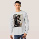 Horse Painting Long Sleeves Top Tシャツ (正面フル)
