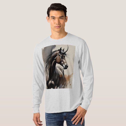 Horse Painting Long Sleeves Top Tシャツ (正面フル)