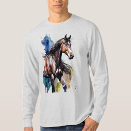 Horse Painting Long Sleeves Top Tシャツ