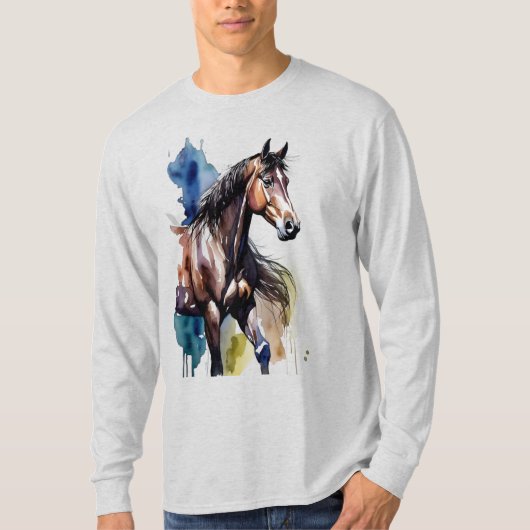 Horse Painting Long Sleeves Top Tシャツ (正面)