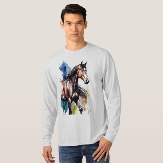 Horse Painting Long Sleeves Top Tシャツ (正面フル)