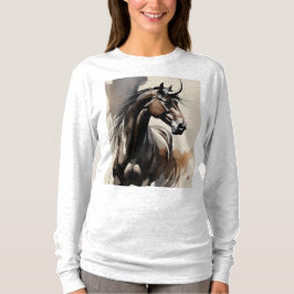 Horse Painting Long Sleeves Top Tシャツ