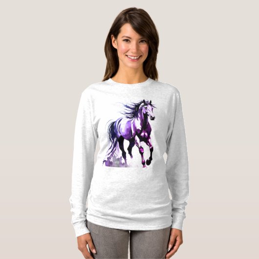 Horse Painting Long Sleeves Top Tシャツ (正面フル)