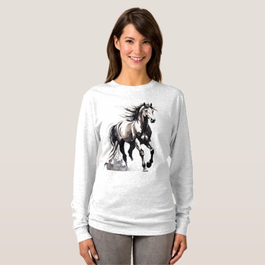 Horse Painting Long Sleeves Top Tシャツ (正面フル)