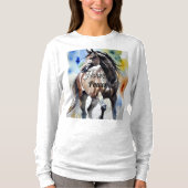 Horse Painting Long Sleeves Top Tシャツ (正面)