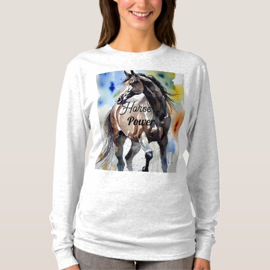 Horse Painting Long Sleeves Top Tシャツ (正面)