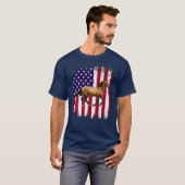 Horse Patriotic Horse American Flag Horseback gift Tシャツ (正面フル)