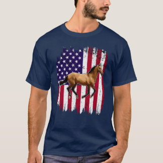 Horse Patriotic Horse American Flag Horseback gift Tシャツ