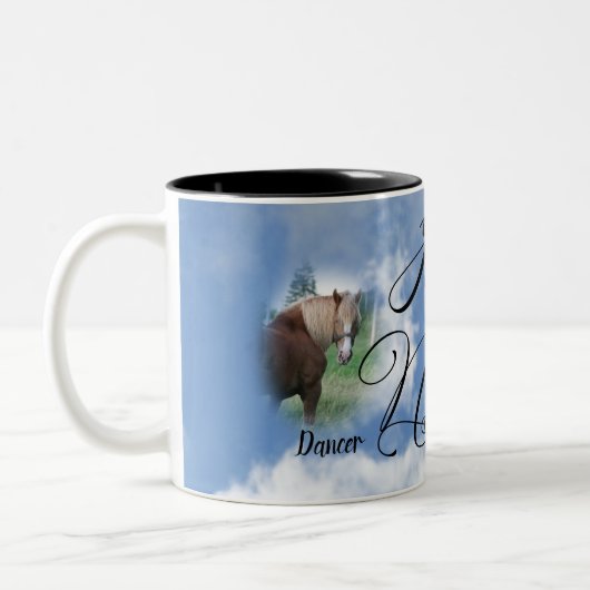 Horse PHOTOメモリアル悔やみや弔慰ニャーで私を飼っていた ツートーンマグカップ (左)