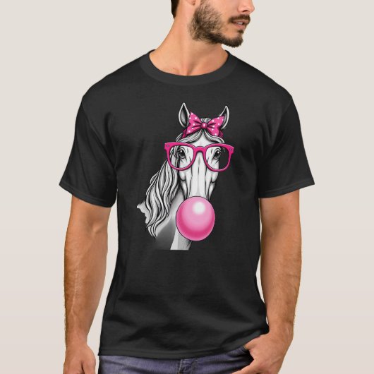 Horse Pink Bandana Bubble Gum Tシャツ (正面)