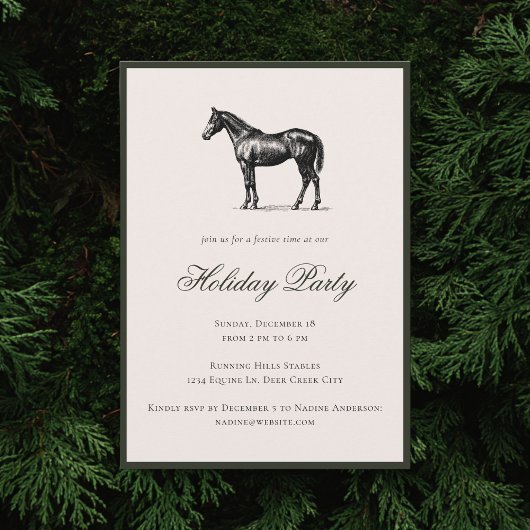 Horse Plaid Festive Christmas Holiday Party 招待状