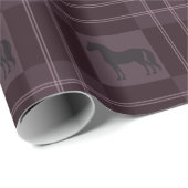 Horse Plaid Purple Equestrian Holiday Christmas ラッピングペーパー (ロールコーナー)