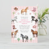 Horse Pony Saddle Up Cowgirl Girl Birthday 招待状 (スタンド正面)
