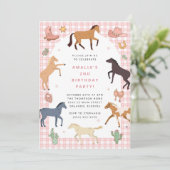 Horse Pony Saddle Up Cowgirl Girl Birthday  招待状 (スタンド正面)