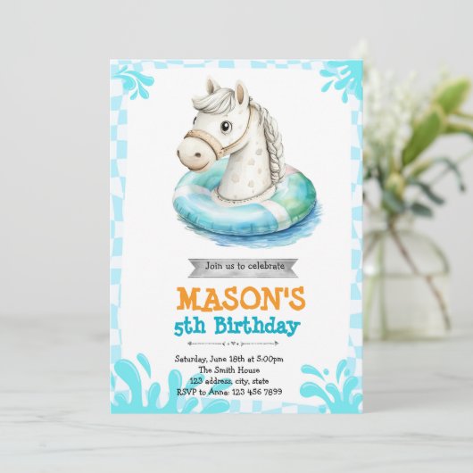 Horse pool party invitation 招待状 (スタンド正面)