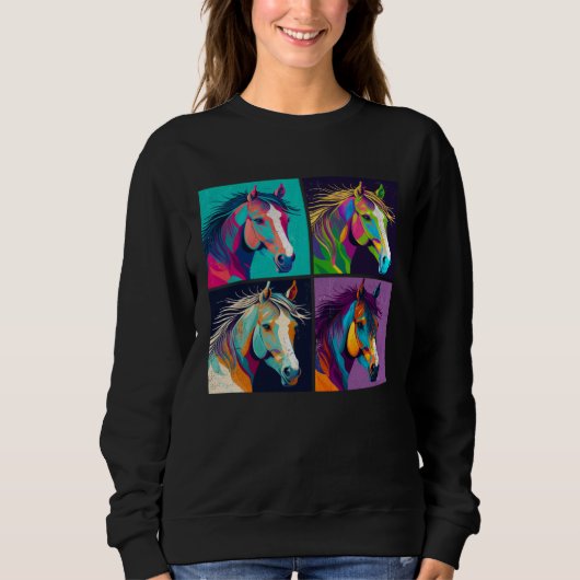 Horse Pop Art Design Illustration Colorful Animal  スウェットシャツ (正面)