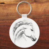 Horse portrait pencil drawing Equestrian art キーホルダー (正面)