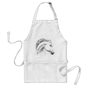 Horse portrait pencil drawing Equestrian art スタンダードエプロン
