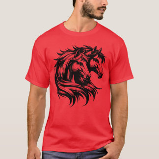 Horse Portraitwo Horses Elegant Beautiful Mane fam Tシャツ
