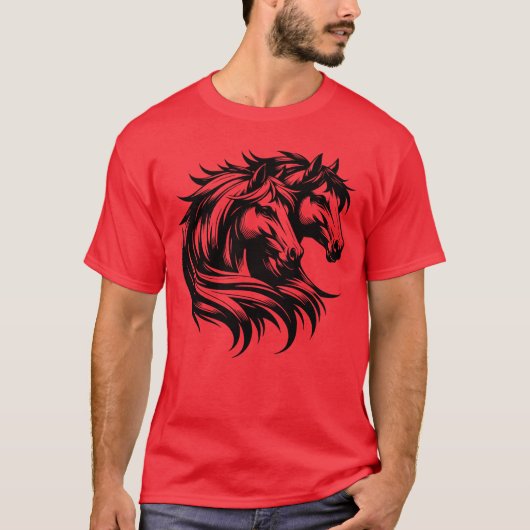 Horse Portraitwo Horses Elegant Beautiful Mane fam Tシャツ (正面)