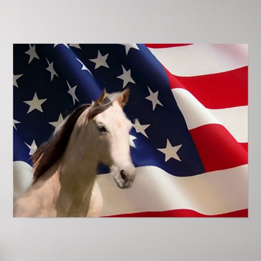 Horse Poster American Flag ポスター (正面)