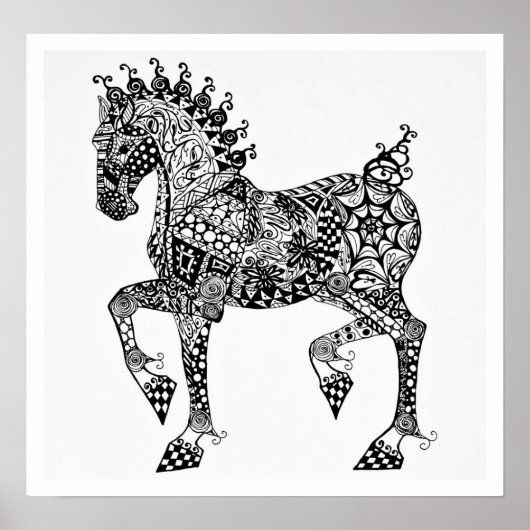 Horse Poster - Clydesdale Foal - Zen Tangle ポスター (正面)