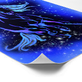 Horse Poster Running Blue Starry Night Poster ポスター (角)