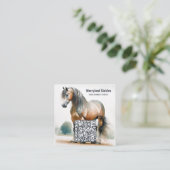 Horse QR Code 2026 Calendar Business Card スクエア名刺 (スタンド正面)
