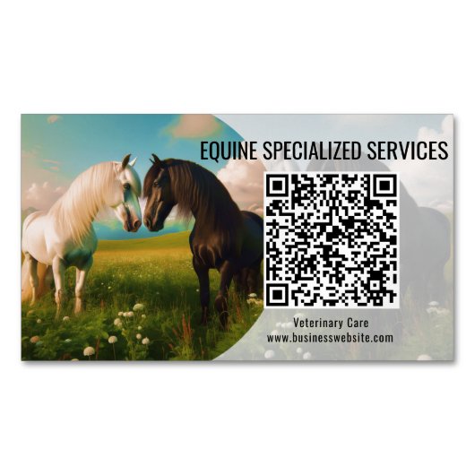 Horse QR Code Business Card Magnet マグネット名刺 (正面)
