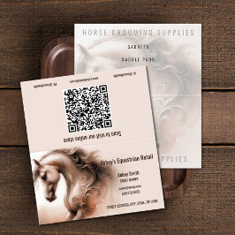 Horse QR Code Folded Business Card 名刺