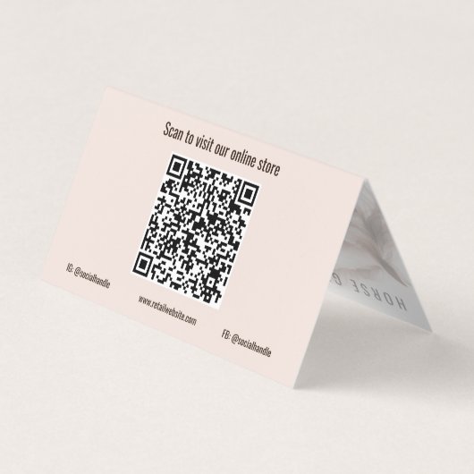 Horse QR Code Folded Business Card 名刺 (裏面)