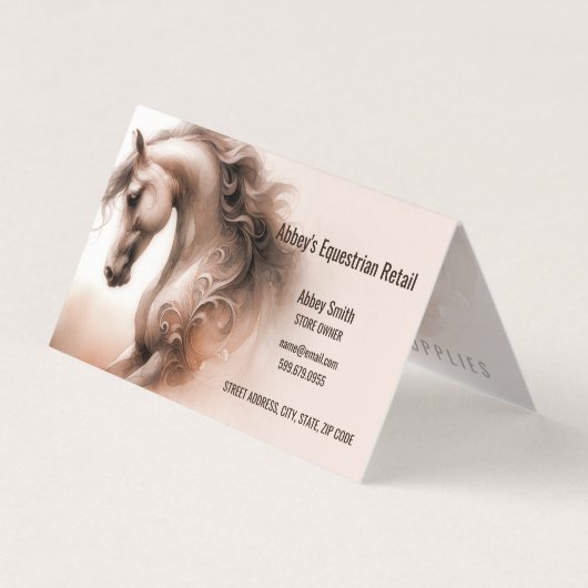 Horse QR Code Folded Business Card 名刺 (正面)