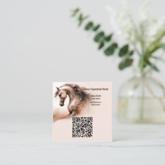 Horse QR Code Square Business Card スクエア名刺 (スタンド正面)