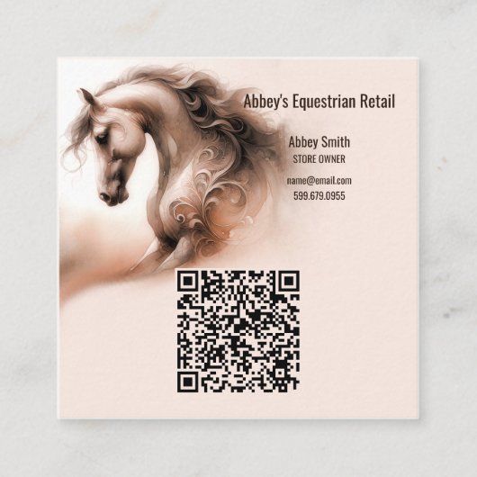 Horse QR Code Square Business Card スクエア名刺 (正面)