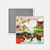 Horse Race in Winter by Clarence Gagnon マグネット (正面/裏面)