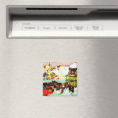 Horse Race in Winter by Clarence Gagnon マグネット (インサイチュ (食洗機))