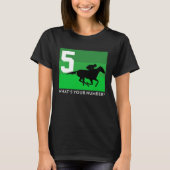 Horse Racing  5 Saddle Cloth Number Five Green Sad Tシャツ (正面)