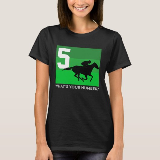 Horse Racing  5 Saddle Cloth Number Five Green Sad Tシャツ (正面)