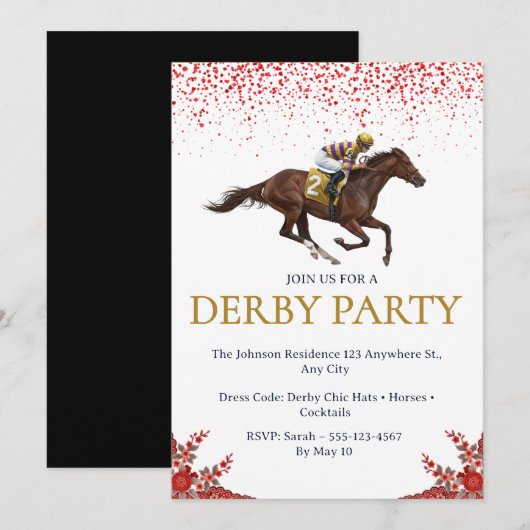 Horse Racing Derby Party Invitation 2026 招待状 (正面/裏面)