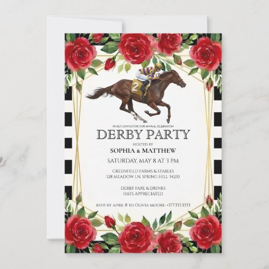 Horse Racing Derby Party Invitation Art 招待状 (正面)