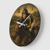 Horse Racing Funny Mona Lisa  Jockey Gift  ラージ壁時計 (傾斜)