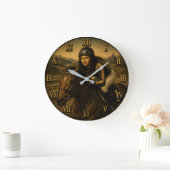 Horse Racing Funny Mona Lisa  Jockey Gift  ラージ壁時計 (ホーム)