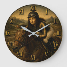 Horse Racing Funny Mona Lisa Jockey Gift ラージ壁時計