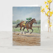 Horse Racing In Watercolors カード (黄色い花)
